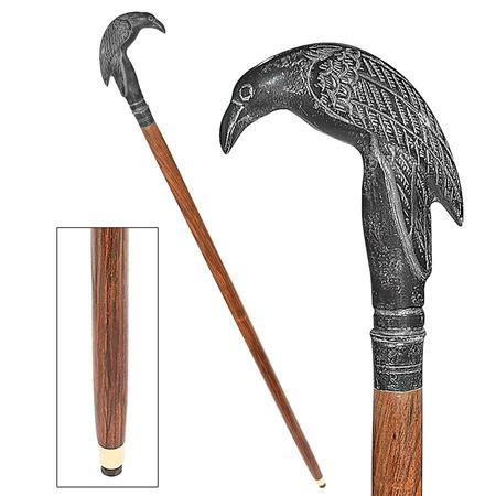 DESIGN TOSCANO Poe's Mystic Raven Solid Hardwood Walking Stick TV62002